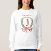 Kerstkrans monogram met naam trui (Voorkant)
