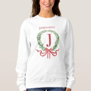 Kerstkrans monogram met naam trui