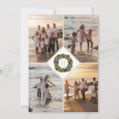 Kerstkrans Monogram Multi Foto Kerstmis Feestdagenkaart (Voorkant)