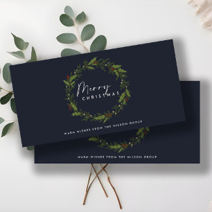 KERSTKRANS NAVY CORPORATE MODERN HOLLY BESSEN FEESTDAGENKAART