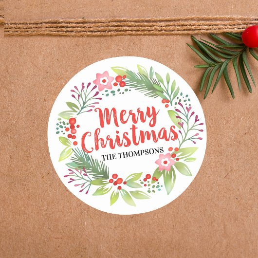 Kerstkrans Persoonlijke Script Ronde Sticker