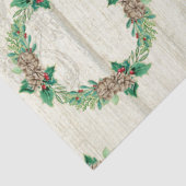 Kerstkrans Pine Cone Holly Rustic Barn Wood Tissuepapier (Detail)