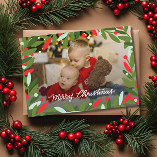 Kerstkrans Platte Fotokaart Feestdagenkaart