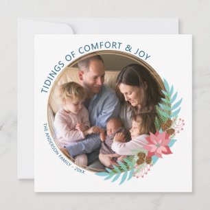 Kerstkrans Poinsettia Foto Kerstmis Feestdagenkaart