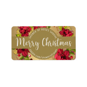 Kerstkrans Pointsettia Floral Etiket