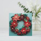 Kerstkrans quil kerstgroet kaart (Staand voorkant)