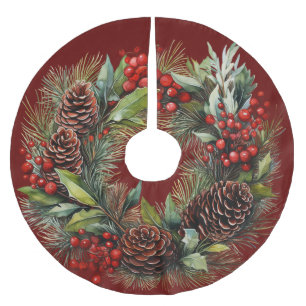 Kerstkrans Rode Bessen Dennenappels Hulst Kerstboom Rok