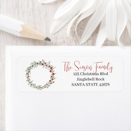 Kerstkrans rode bessen etiket (Insitu)