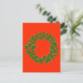 Kerstkrans Rode bessen & groene bladeren Briefkaart (Staand voorkant)