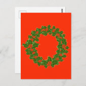 Kerstkrans Rode bessen & groene bladeren Briefkaart (Voorkant / Achterkant)