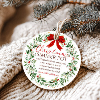 Kerstkrans Rode Strik Simmerend Potpourri Bedankjes Labels
