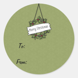 Kerstkrans Ronde Sticker
