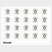 Kerstkrans Rood lint Lichtjes Gepersonaliseerde na Ronde Sticker (Vel)