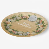 Kerstkrans schelpen zeesterren Zand Dollar Papieren Bordje (Gekanteld)