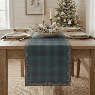 Kerstkrans Schotse Plaid Aangepaste Familienaam Korte Tafelloper