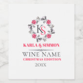 Kerstkrans Sjabloon Wijn Etiket (Enkel label)