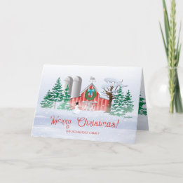Kerstkrans Sneeuwman Rode Schuur Feestdagen Kaart