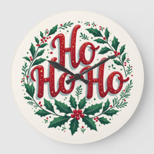 Kerstkrans Typografie Ontwerp met Ho Ho Ho Grote Klok
