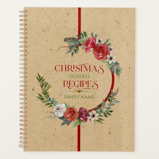 Kerstkrans, typografie papier textuur 3 ring planner (Voorkant)