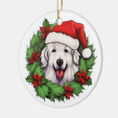 Kerstkrans van de Grote Pyreneeën Keramisch Ornament (Links)