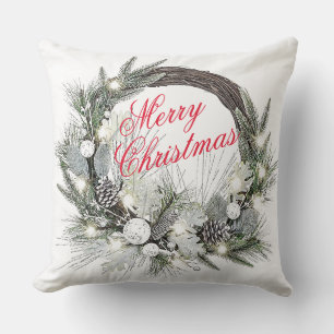 “Kerstkrans van dennenappels” Kerst Kussen