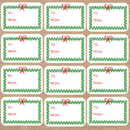 Kerstkrans 'Van en voor' stickerlabels Sticker