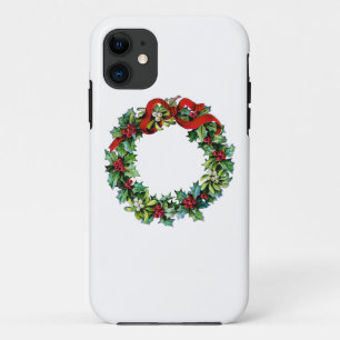Kerstkrans van Holly en MIstletoe iPhone 11 Hoesje