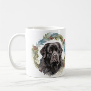 Kerstkrans van Newfoundland Kerstelijke Pup Koffiemok