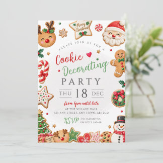 Kerstkrans Versieren Van Gebruinde Koekjes Feest Kaart