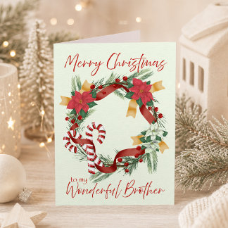 Kerstkrans voor broer kaart