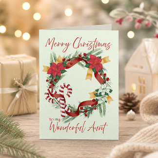Kerstkrans voor tante kaart