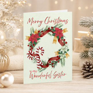 Kerstkrans voor zus kaart