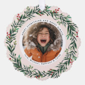 kerstkrans | Vrolijk alles foto Ornament Kaart (Voorkant)