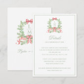 Kerstkrans w Candy Cane Bow Details Kaart (Voorkant / Achterkant)