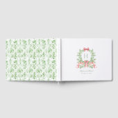Kerstkrans w Candy Cane Bow Monogram bruiloft Gastenboek (Volledig)
