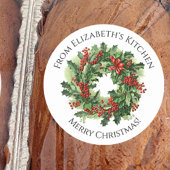 Kerstkrans Zelfgemaakte Voedsel Gift Ronde Sticker