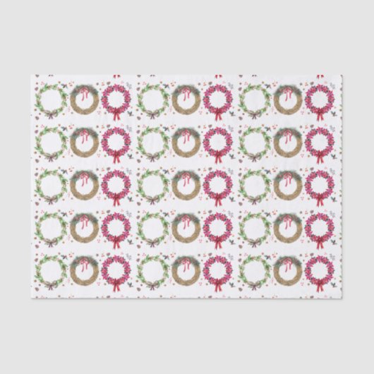 Kerstkransen Vakantie Groet Tissuepapier (Voorkant)