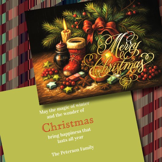 Kerstkrijt tekenen stilleven feestdagen kaart