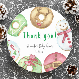 Kerstkringen Bedankt baby shower Ronde Sticker