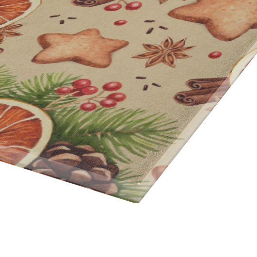 Kerstkruid Glas Snijplank (Hoek)