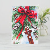 Kerstkruis en boog budget feestdagenkaart (Staand voorkant)