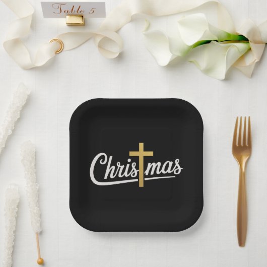 Kerstkruis Familie Matching Jezus Gift Idee Papieren Bordje (Huwelijk)