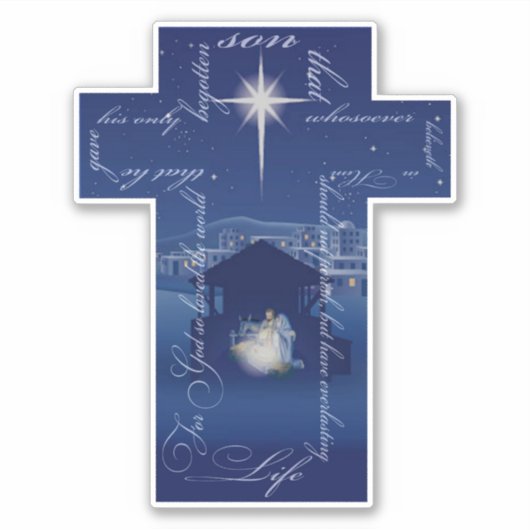 Kerstkruis Sticker (Voorkant)