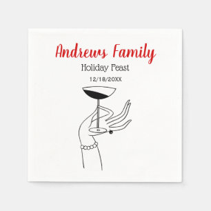 Kerstkunst Deco Lady's Holding Champagne Glass Servetten