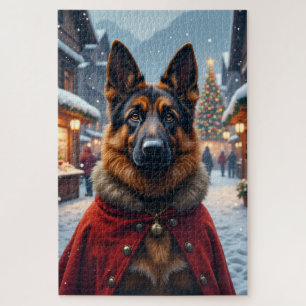 Kerstkunst met Duitse herder Legpuzzel