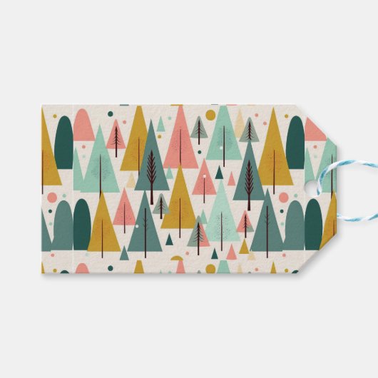 Kerstkunst Plant Kunst Een kerstboom Cadeaulabel (Voorkant (Horizontaal))