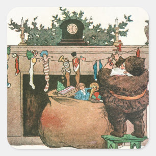  kerstkunst vierkante sticker