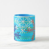 Kerstkunst Winter Mok Cup in Aqua Blue Snow (Midden)