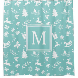 kerstkunsthedrukboom - Dondermonogram Douchegordijn