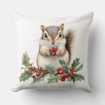 Kerstkussen met een knuffelachtige eekhoorn